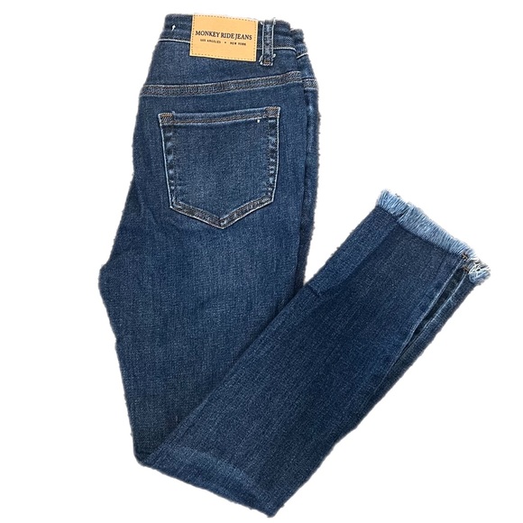 Monkey Ride Los Angeles Distressed Frayed Straight Leg Jeans Size 27 / 5 - Picture 7 of 8